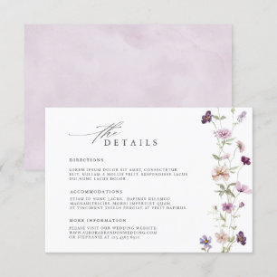 Dusty Lila Lavender Wildblume Hochzeiten Details Begleitkarte