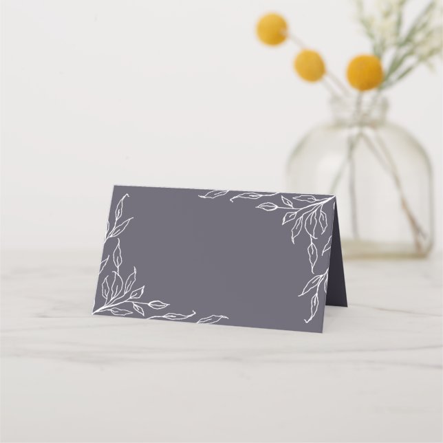 Dusty Lila Leaf Motif Erntedank geklappt Platzkarte (Vorderseite)