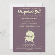 Dusty Lila Masquerade Ball Fundraiser Gala Invit