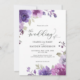 Dusty Lila Mauve Lilac Floral Boho Wedding Einladung