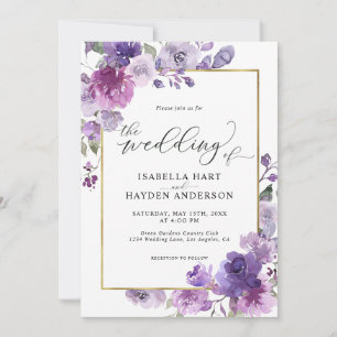 Dusty Lila Mauve Lilac Floral Gold Foil Wedding Einladung