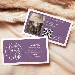 Dusty lila minimalistisch Logo Qr Bestellung Viele Visitenkarte