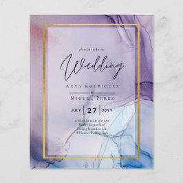 Dusty Lila Navy Blue Gold INK Wedding INVITE Flyer