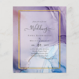 Dusty Lila Navy Blue Gold INK Wedding INVITE Flyer