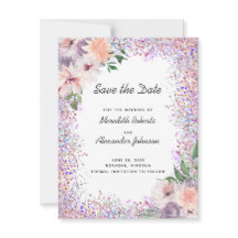Dusty Lila Peach Floral QR Code Save the Date