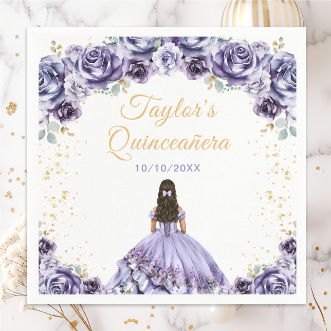 Dusty Lila Princess Floral Quinceañera Serviette (Von Creator hochgeladen)