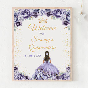 Dusty Lila Princess Quinceañera Willkommen Poster