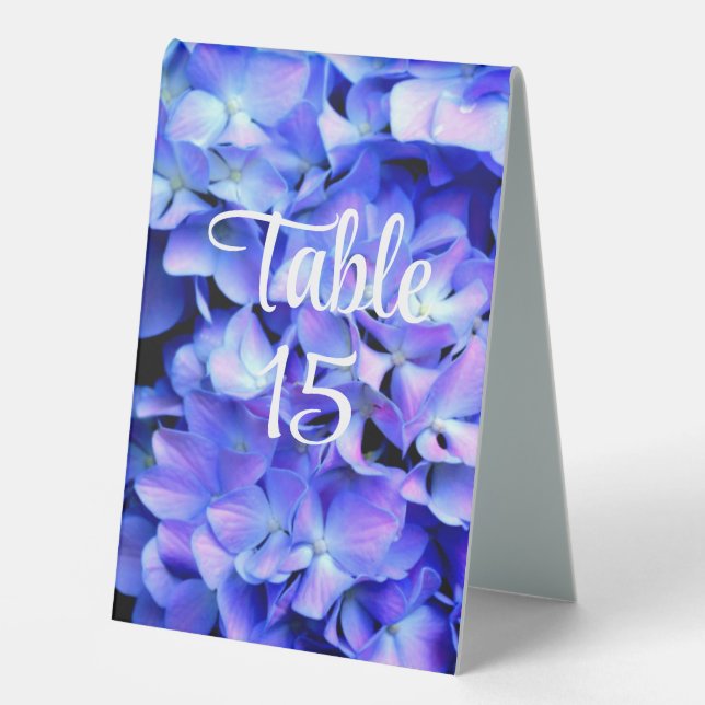 Dusty Lila rosa Hydrangeas Tischaufsteller (Vorderseite)