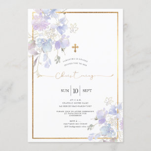 Dusty Lila Watercolor Platterbsen Christening Einladung