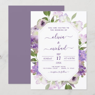 Dusty Lila Wedding Blumengrün Einladung