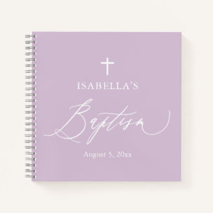 Dusty Lila White Cross Girl Taufbuch Notizbuch