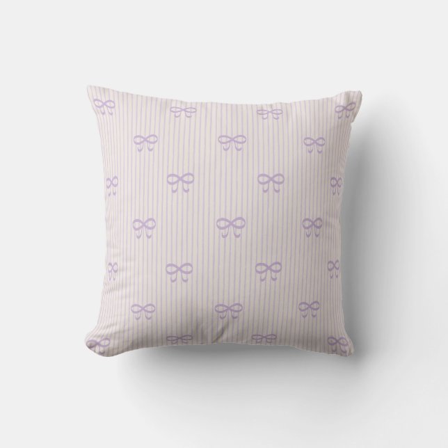 Dusty Lilac Balletcore Ribbon Bows Kissen (Vorderseite)