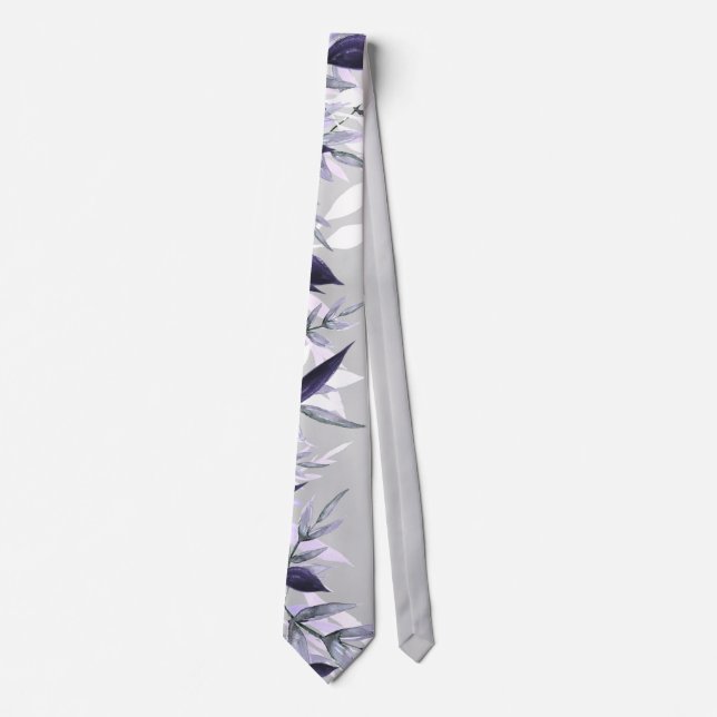 Dusty lilac Botanique Floral Mariage Cravate (Devant)