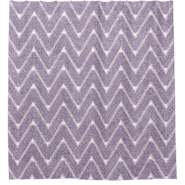 Dusty Lilac Zickzack Pattern Duschvorhang (Vorderseite)