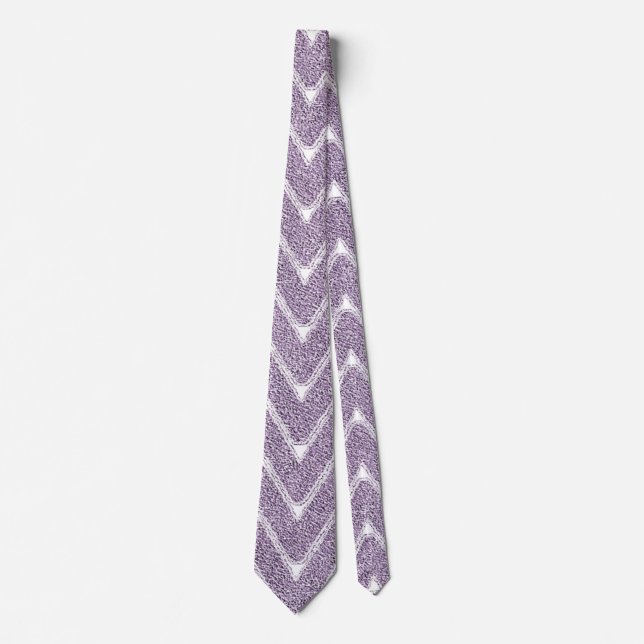 Dusty Lilac Zickzack Pattern Krawatte (Vorderseite)
