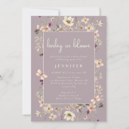 Dusty Mauve Baby in Bloom Wildblume Babydusche Einladung