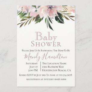 Dusty Mauve Botanical Baby Shower Einladung