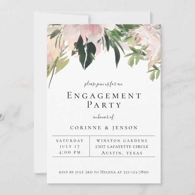 Dusty Mauve Botanical Floral Engagement Party Ankündigung (Vorderseite)
