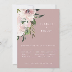 Dusty Mauve Botanical Wedding Einladung