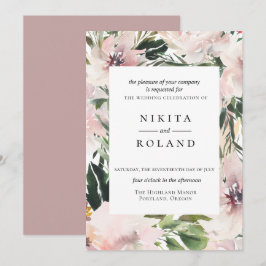 Dusty Mauve Botanical Wedding Einladung