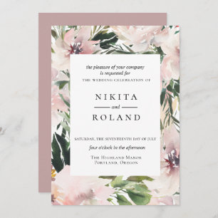 Dusty Mauve Botanical Wedding Einladung