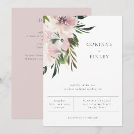 Dusty Mauve Botanical Wedding Einladung