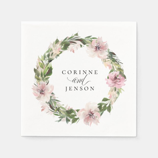 Dusty Mauve Botanisches Personalisiertes Papier Na Serviette (Vorderseite)
