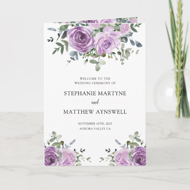 Dusty Mauve Eucalyptus Programme de mariage botani (Devant)
