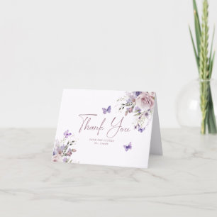 Dusty Mauve Floral Butterfly Brautparty Dankeskarte