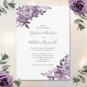 Dusty Mauve Floral Rose Botanische Hochzeit Einladung