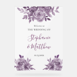 Dusty Mauve Floral Rose Botanische Hochzeit Willko Acrylschild