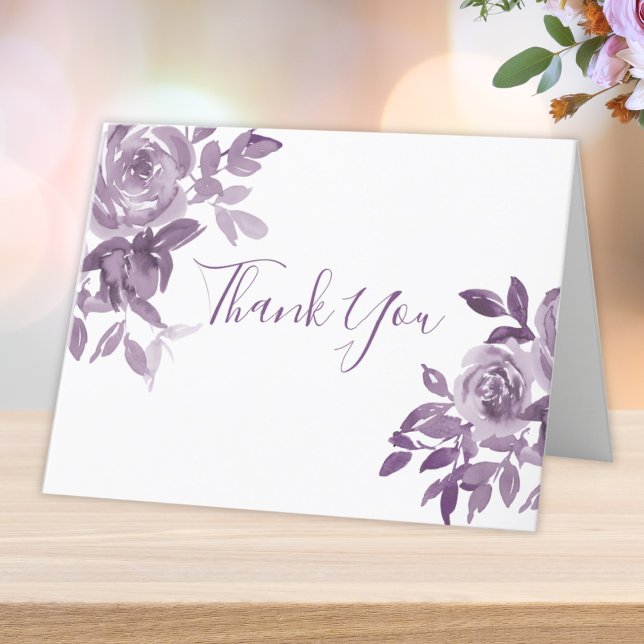 Dusty Mauve Floral Rose Foliage Wedding Dankeskarte (Von Creator hochgeladen)
