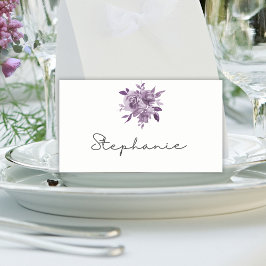 Dusty Mauve Floral Rose Wasserfarbenhochzeit Platzkarte