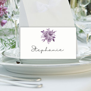 Dusty Mauve Floral Rose Wasserfarbenhochzeit Platzkarte