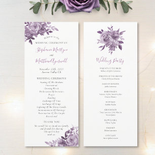 Dusty Mauve Floral Rose Wasserfarbenhochzeit Programm