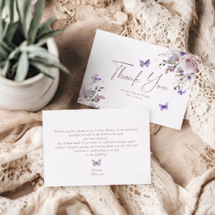 Dusty Mauve Floral Schmetterling Danke Karte