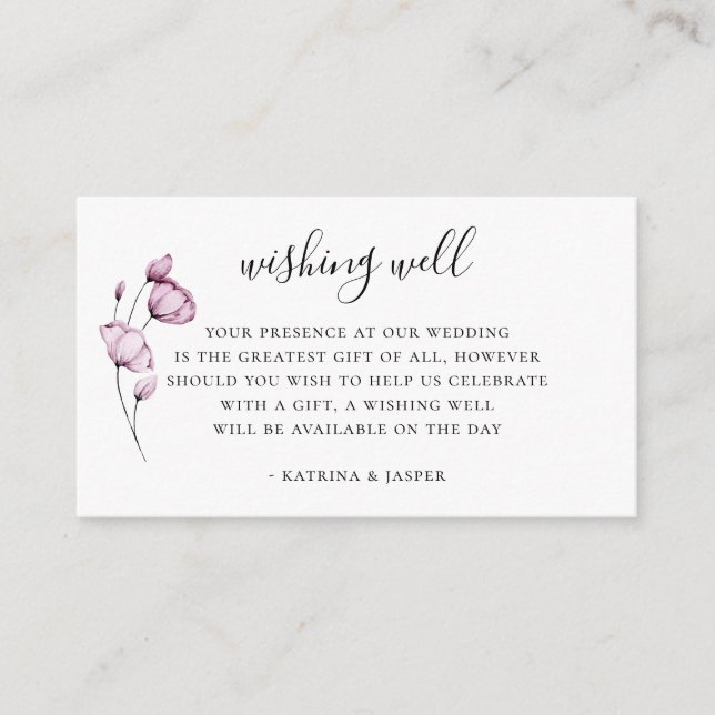 Dusty Mauve Floral Wedding wünschenswert gut Begleitkarte (Vorderseite)