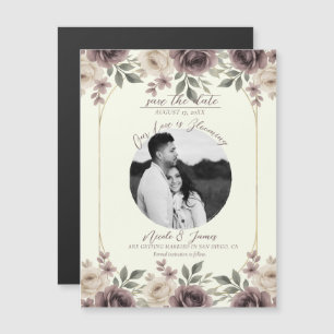 Dusty Mauve & Ivory Bloom Botanical Save The Date Magnetkarte