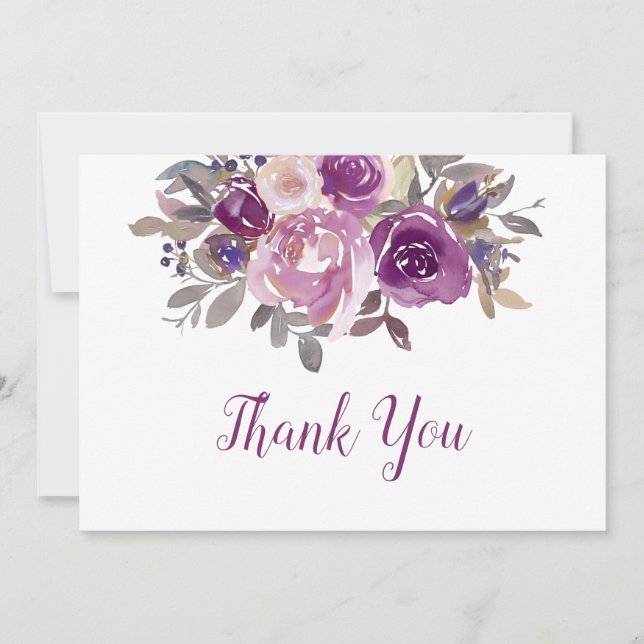 Dusty Mauve Lila Blush Floral Wedding Dankeskarte (Vorderseite)
