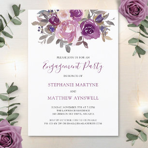 Dusty Mauve Lila botanische Engagement Party Einladung