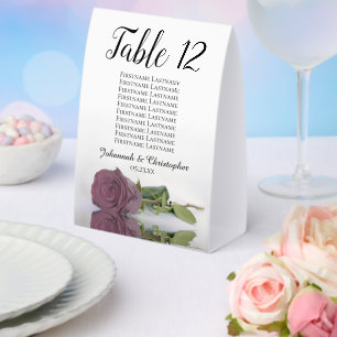 Dusty Mauve Pink Rose Hochzeitsskartennummer Tischaufsteller