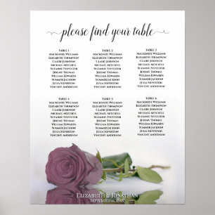 Dusty Mauve Rose 6 Tabelle Hochzeitstabelle Poster