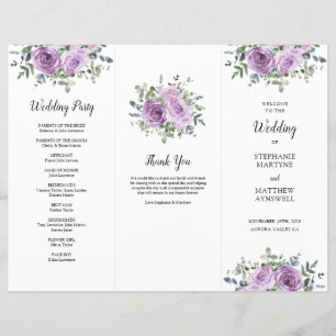 Dusty Mauve Rose Eukalyptus Order of Service