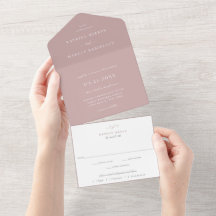 Dusty Mauve Rose Hochzeit in einer Einladung