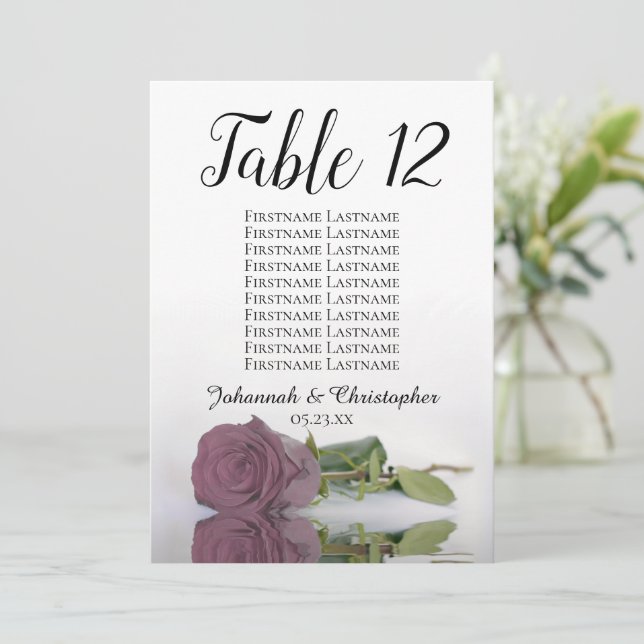 Dusty Mauve Rose Hochzeitstisch Seekarte Große (Stehend Vorderseite)