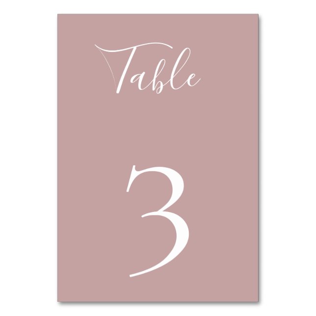 Dusty Mauve Tischnummer Card (Vorderseite)