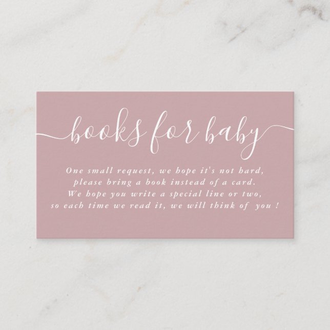 Dusty Mauve Typografy Baby Shower Books for Baby Begleitkarte (Vorderseite)