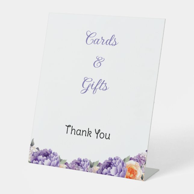 Dusty Mauve und Peach Floral Pedestal Zeichen Sockelschild (Vorderseite)