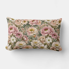 Dusty Mauve und White Roses Lendenkissen
