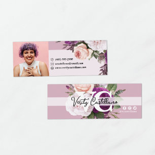 Dusty Mauve Vintag Rose Floral Personal Foto Mini Visitenkarte